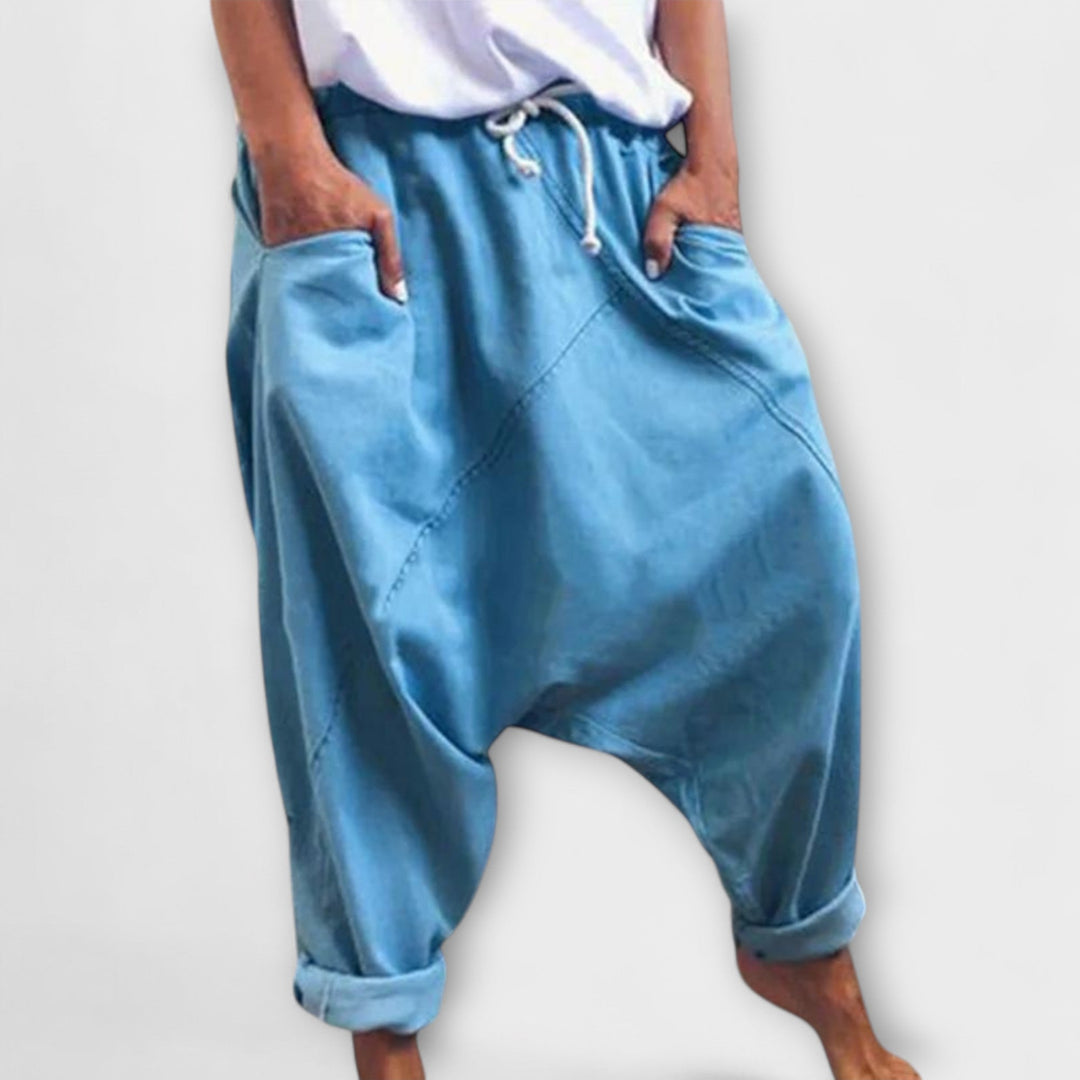 Hara – Wide Cut Harem Trousers with Drawstring