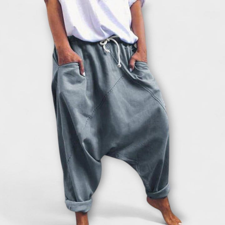 Hara – Wide Cut Harem Trousers with Drawstring