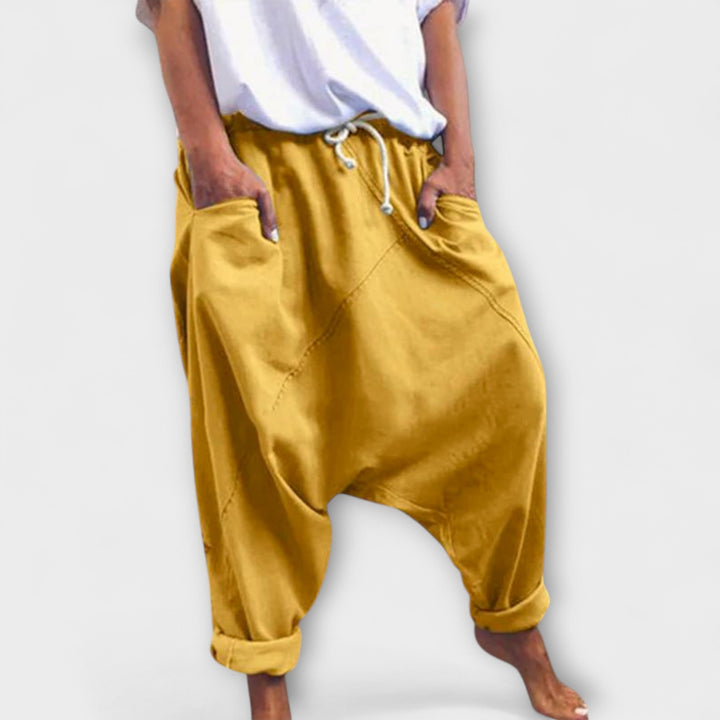 Hara – Wide Cut Harem Trousers with Drawstring