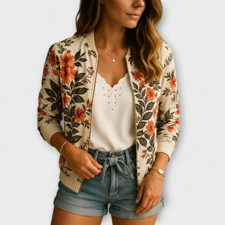 KAYLIN | STYLISH FLOWER BOMBER JACKET