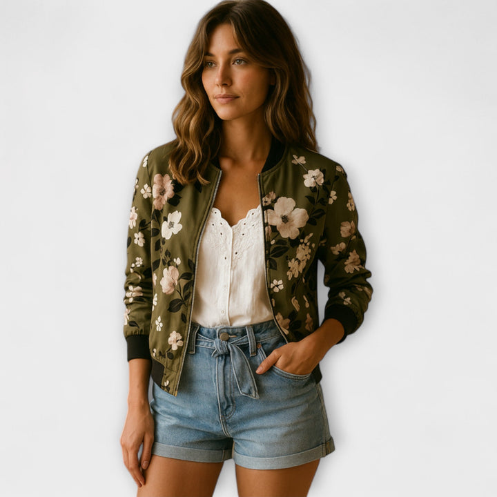 KAYLIN | STYLISH FLOWER BOMBER JACKET
