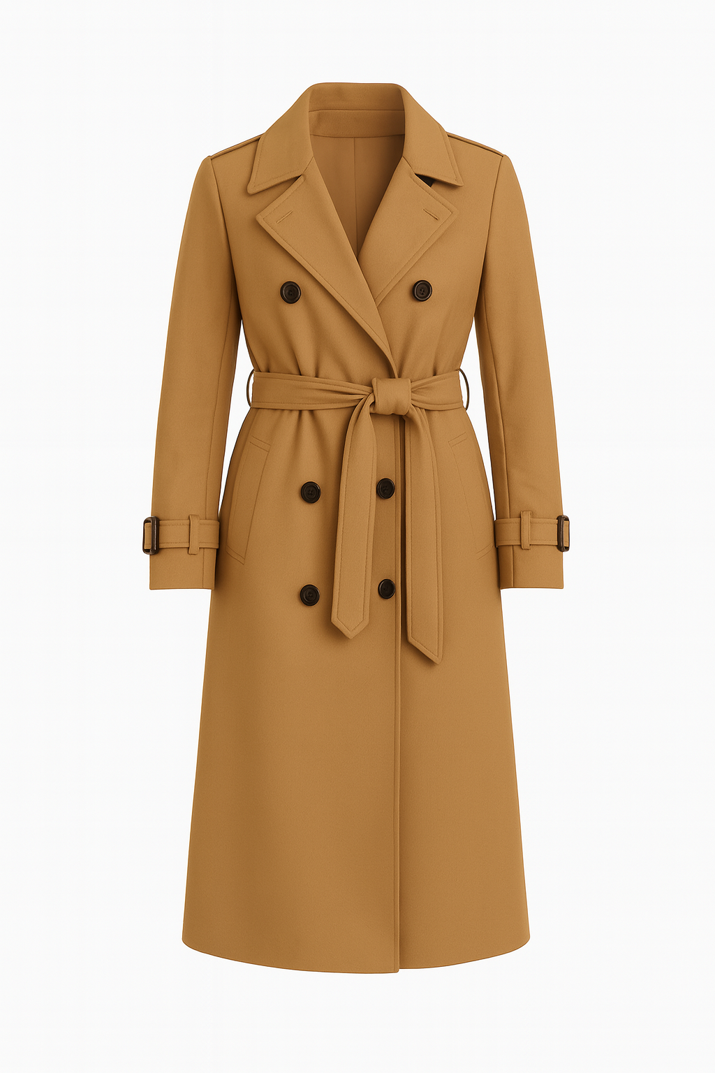 Camille Women’s Double Breasted Trench Coat with Belted Waist - Classic Fit