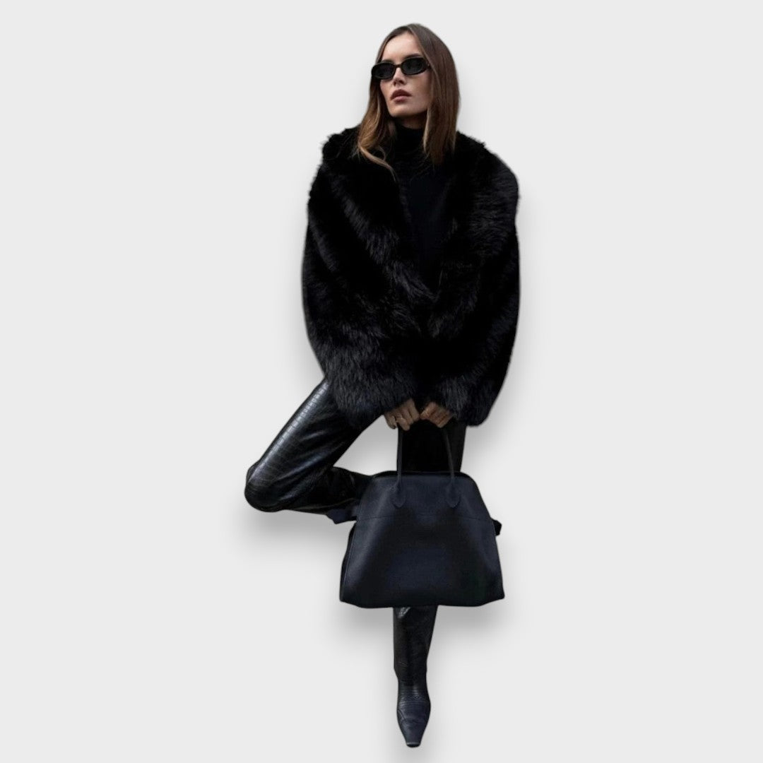 Jade | Black Luxury Faux Fur Coat