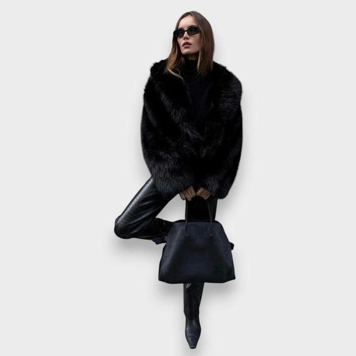 Jade | Black Luxury Faux Fur Coat