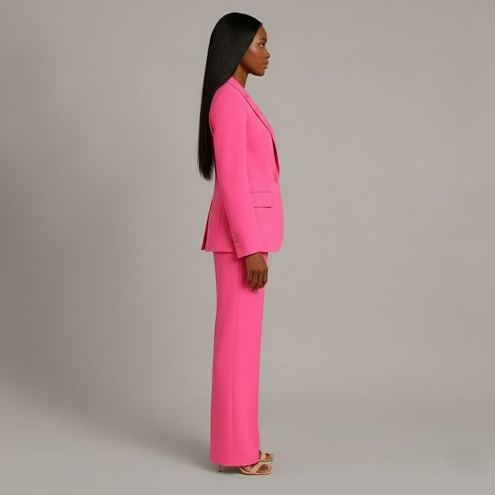 Isabella Tailored Fit Blazer Wide Leg Trousers Two-Piece Set | Solid Button Front Women’s Suit Set