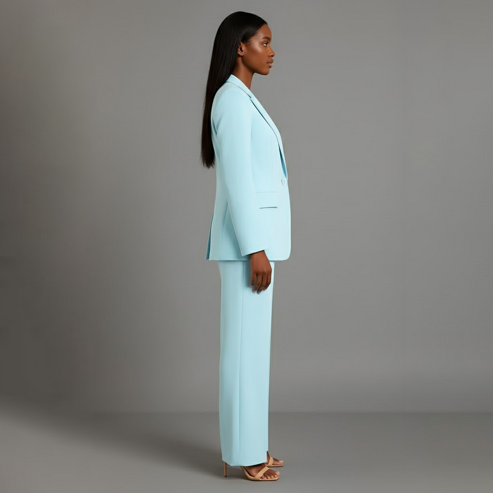 Isabella Tailored Fit Blazer Wide Leg Trousers Two-Piece Set | Solid Button Front Women’s Suit Set