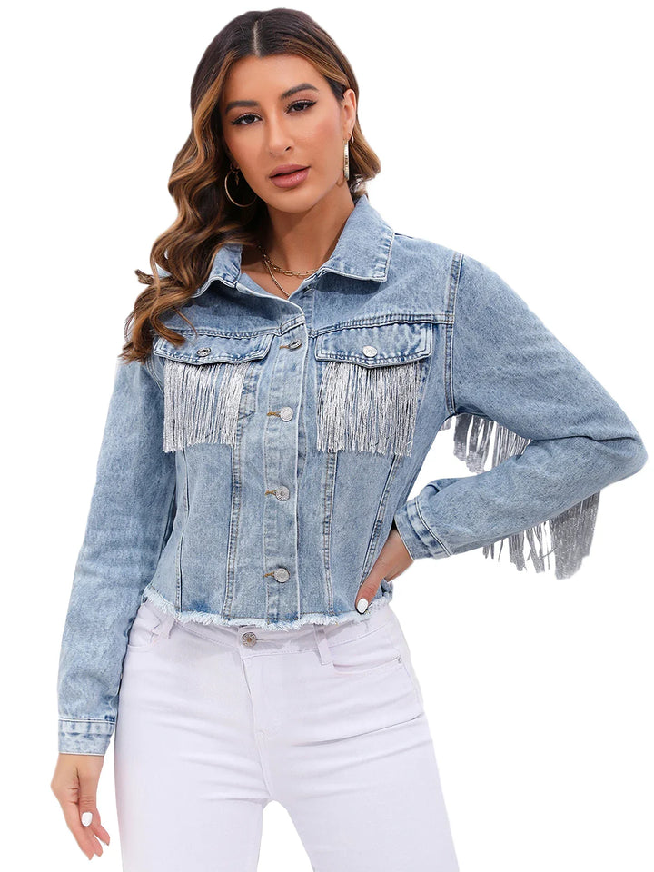 Denim Jacket with Fringe Detail