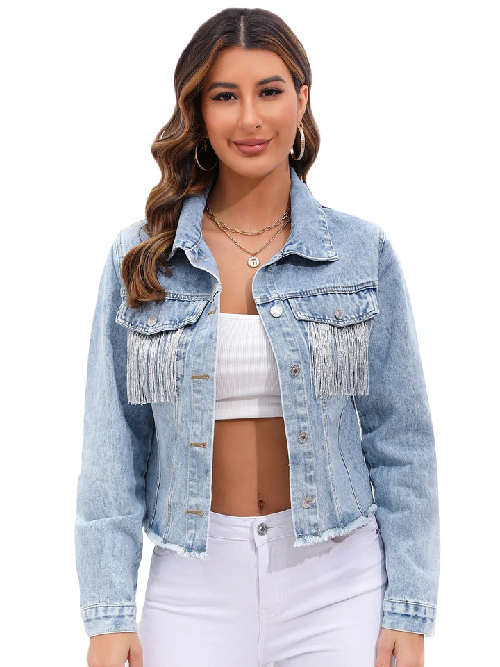 Denim Jacket with Fringe Detail