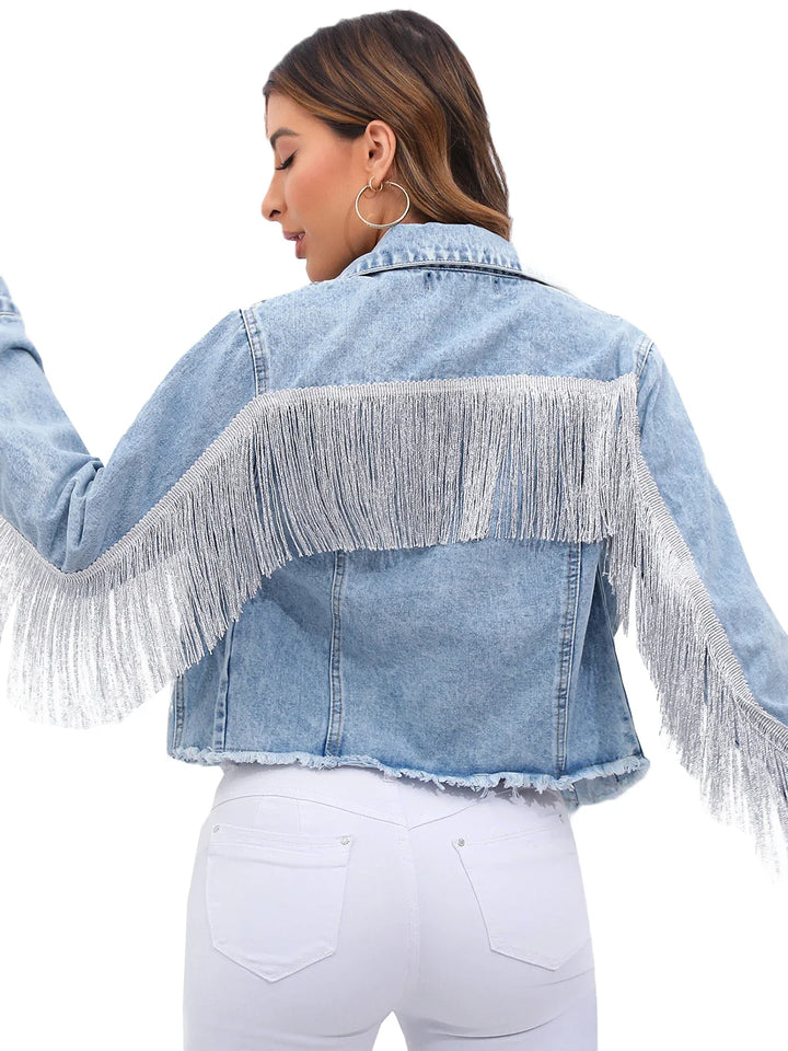 Denim Jacket with Fringe Detail