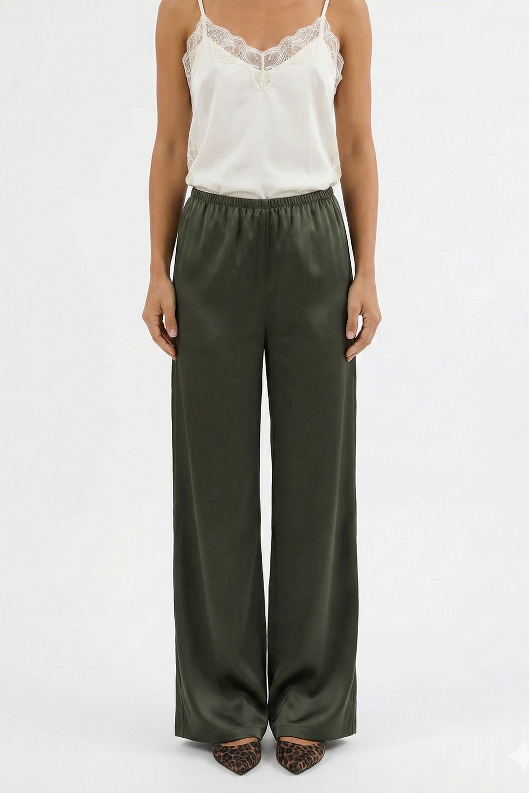 Satin Wide-Leg Airport Trousers