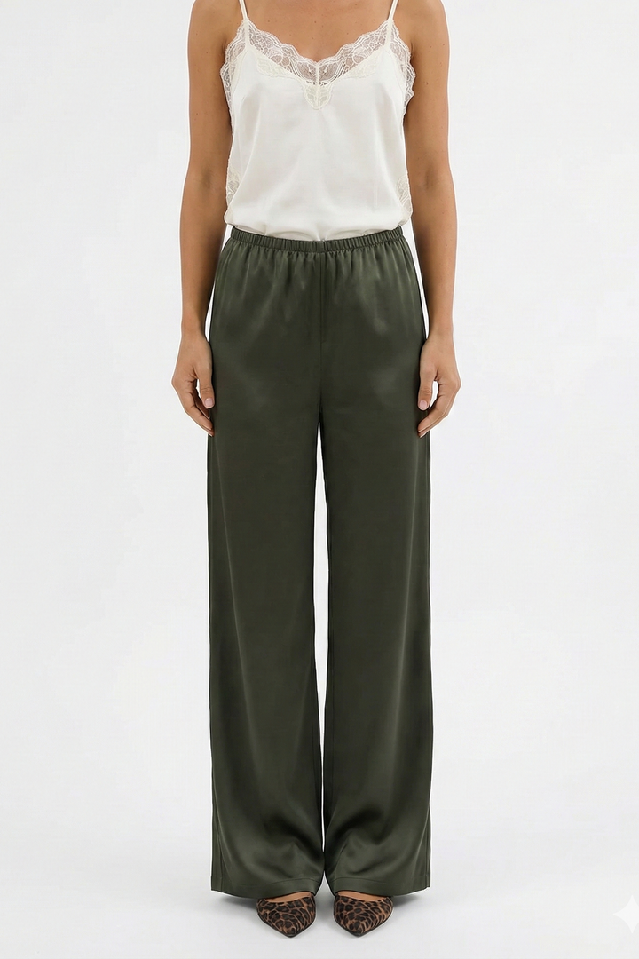 Satin Wide-Leg Airport Trousers