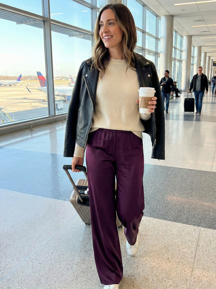 Satin Wide-Leg Airport Trousers