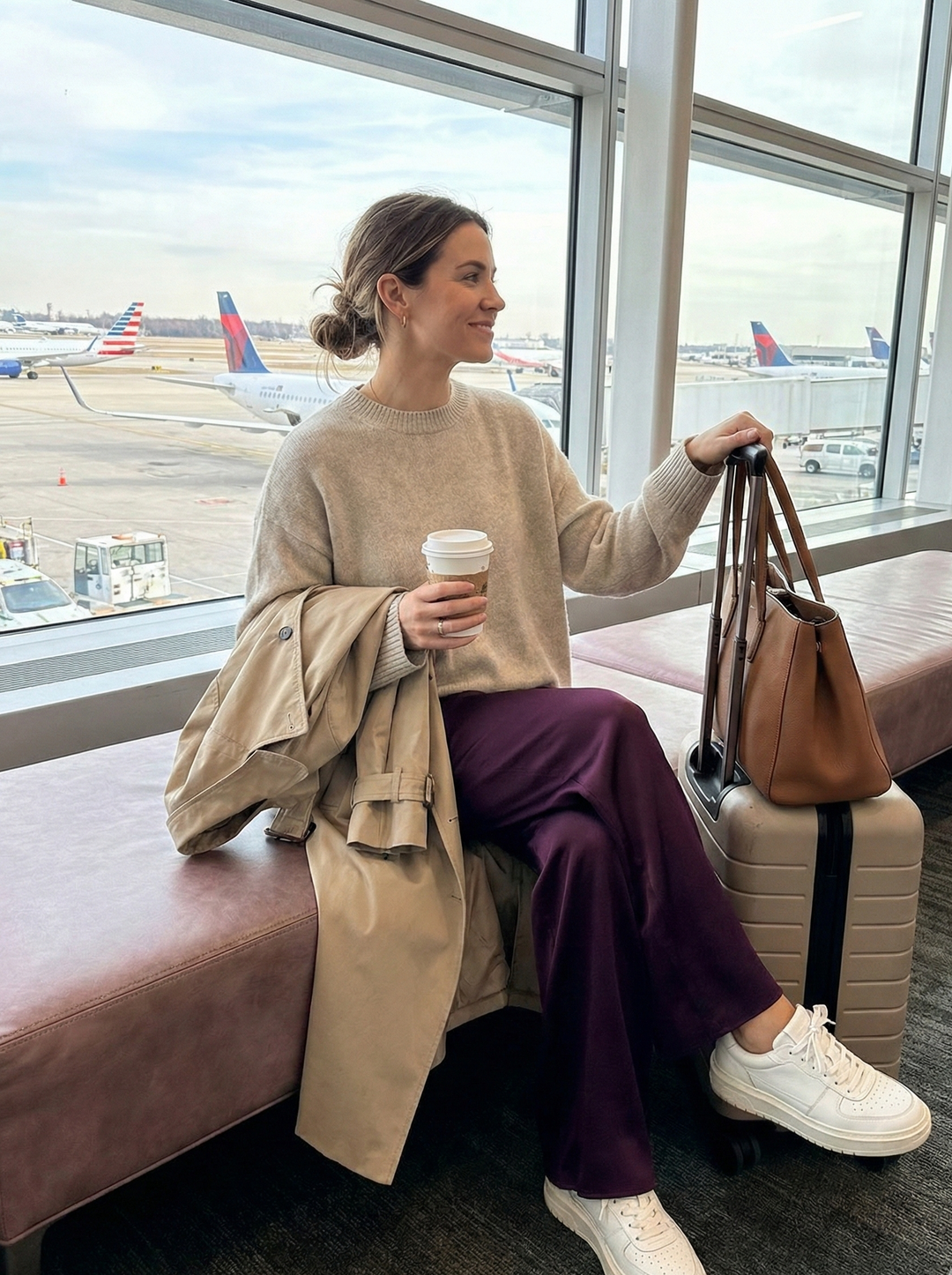 Satin Wide-Leg Airport Trousers