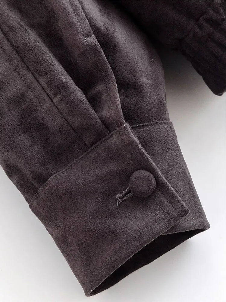 Faux Suede Bomber Jacket with Modern Utility Fit