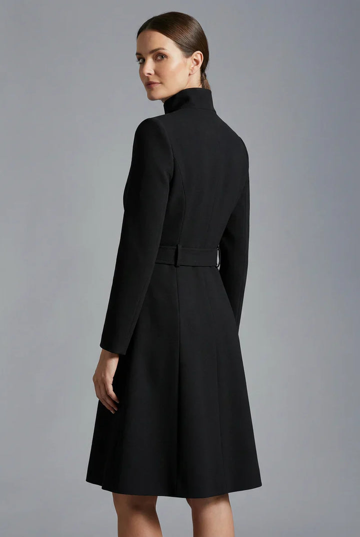 Women's High Neck Asymmetric Front Belted Spring Coat