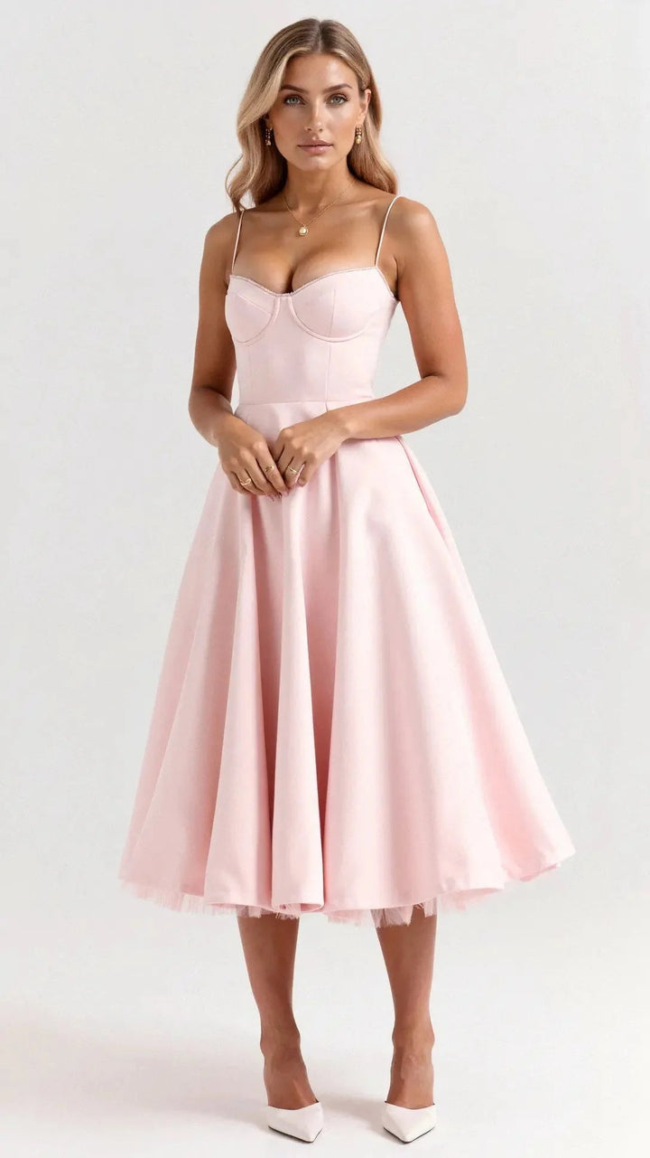 Isolde Elegant Tulle Midi Dress