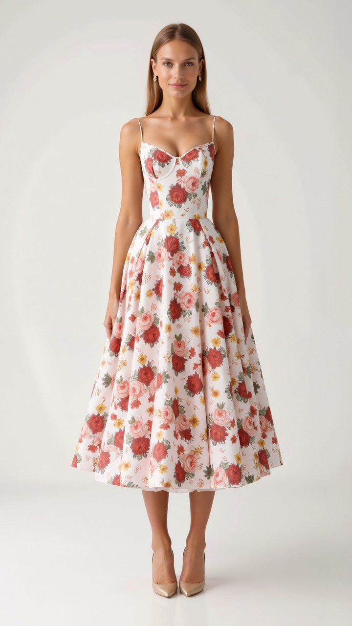 Isolde Elegant Tulle Midi Dress