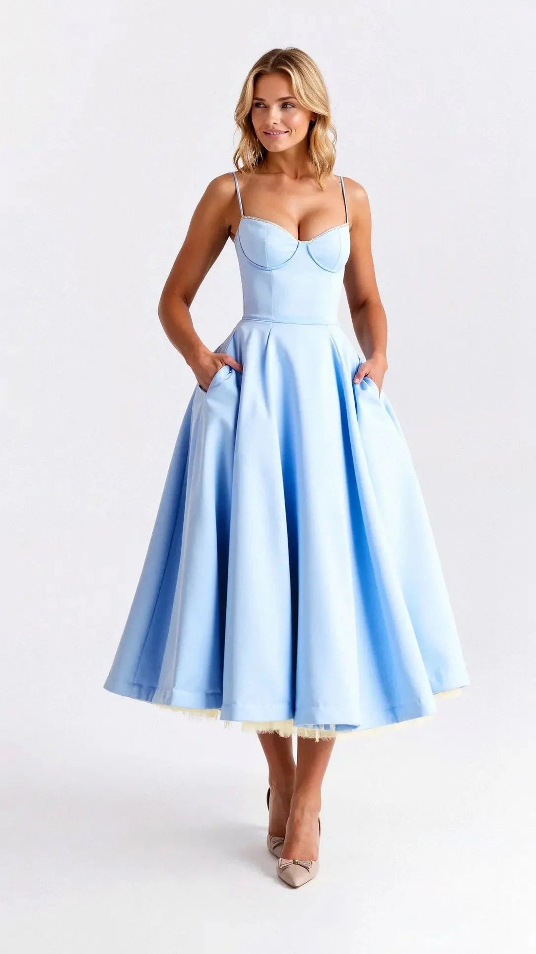 Isolde Elegant Tulle Midi Dress