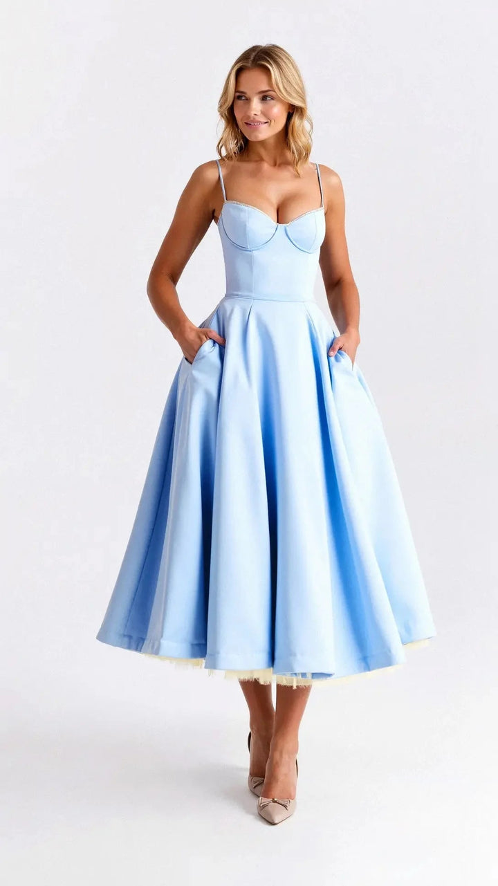 Isolde Elegant Tulle Midi Dress