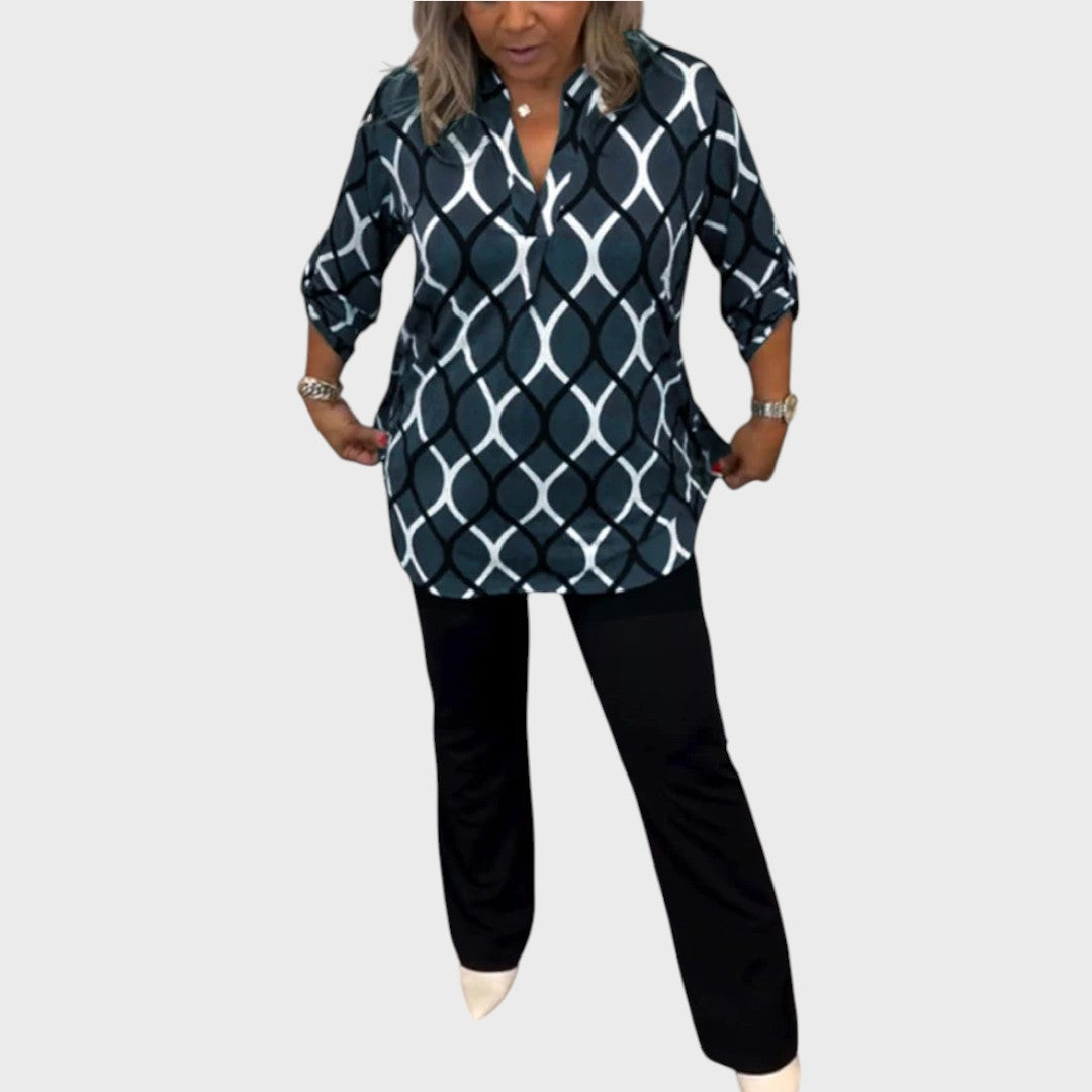 Janny | Casual Blouse with Long Sleeves and Elegant Pattern