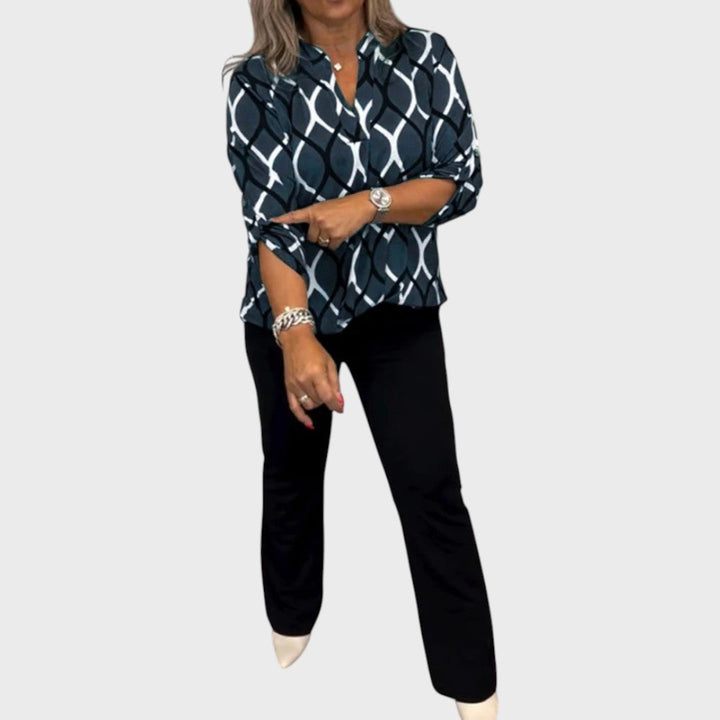 Janny | Casual Blouse with Long Sleeves and Elegant Pattern