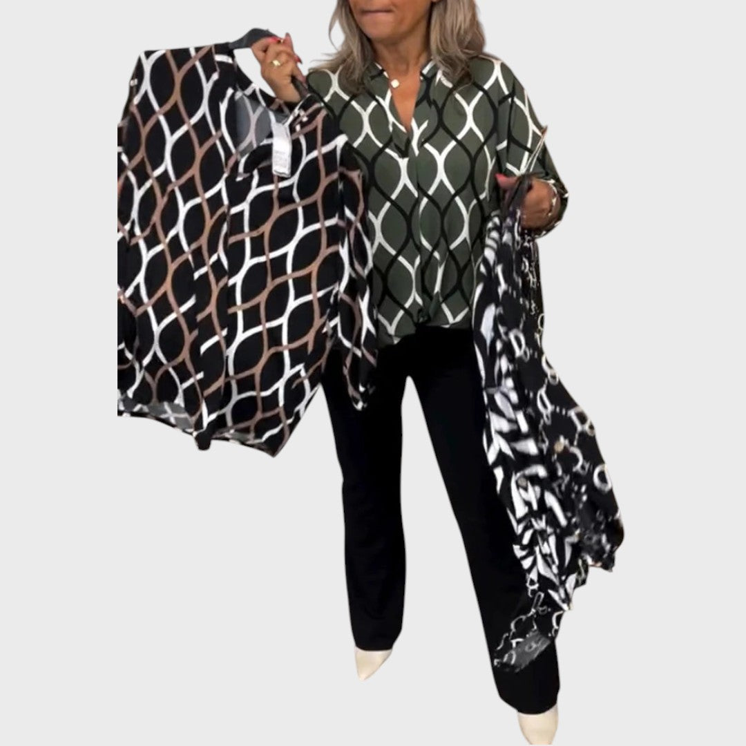 Janny | Casual Blouse with Long Sleeves and Elegant Pattern