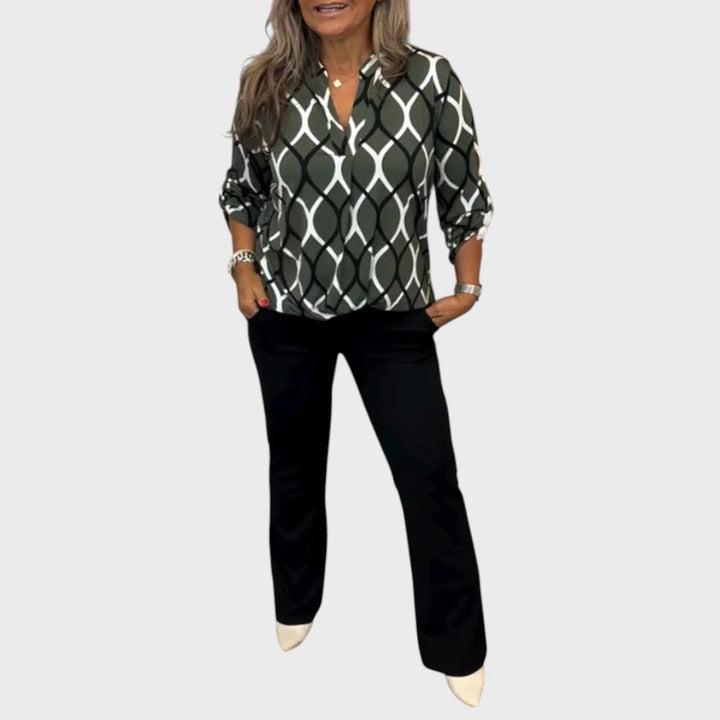 Janny | Casual Blouse with Long Sleeves and Elegant Pattern