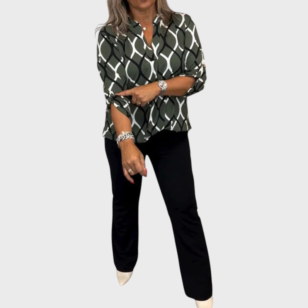 Janny | Casual Blouse with Long Sleeves and Elegant Pattern