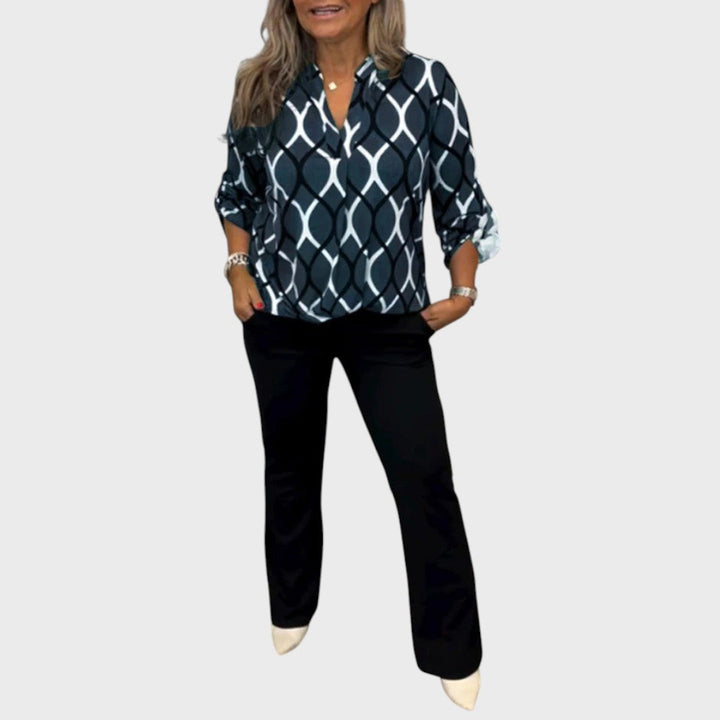 Janny | Casual Blouse with Long Sleeves and Elegant Pattern