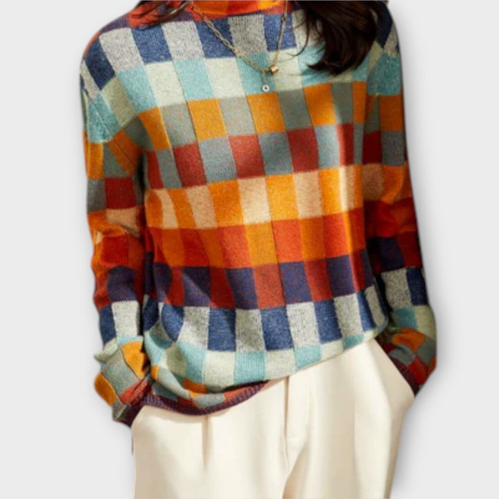Jana | Patchwork Roll Neck Sweater