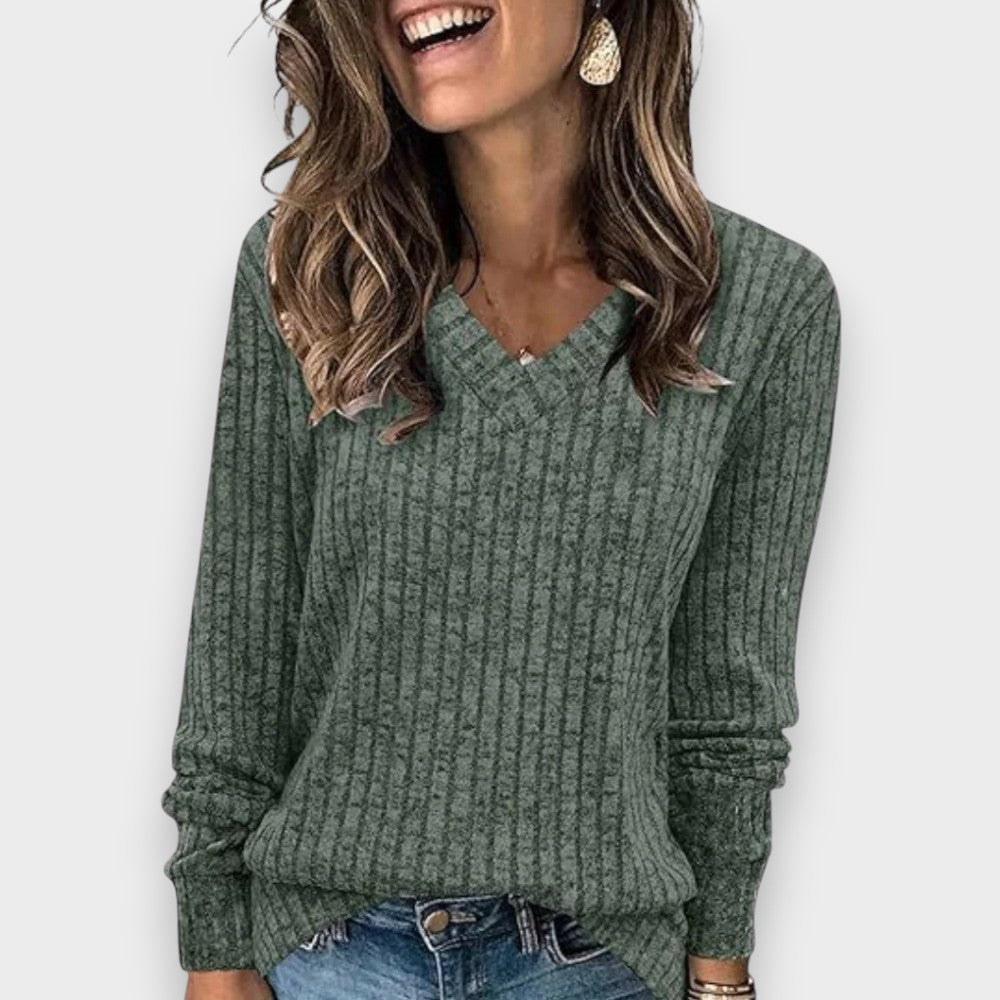 Anna | Soft Top with V-Neck and Long Sleeves