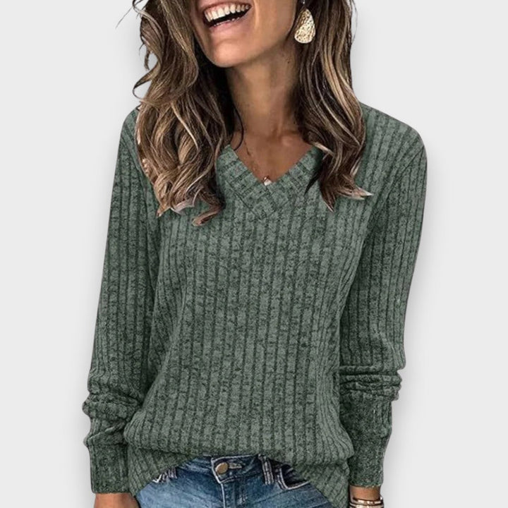 Anna | Soft Top with V-Neck and Long Sleeves