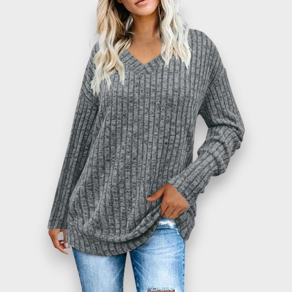 Anna | Soft Top with V-Neck and Long Sleeves