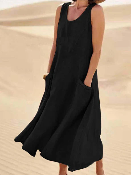 Josephine Dress | Sleeveless Cotton Linen Summer Dress