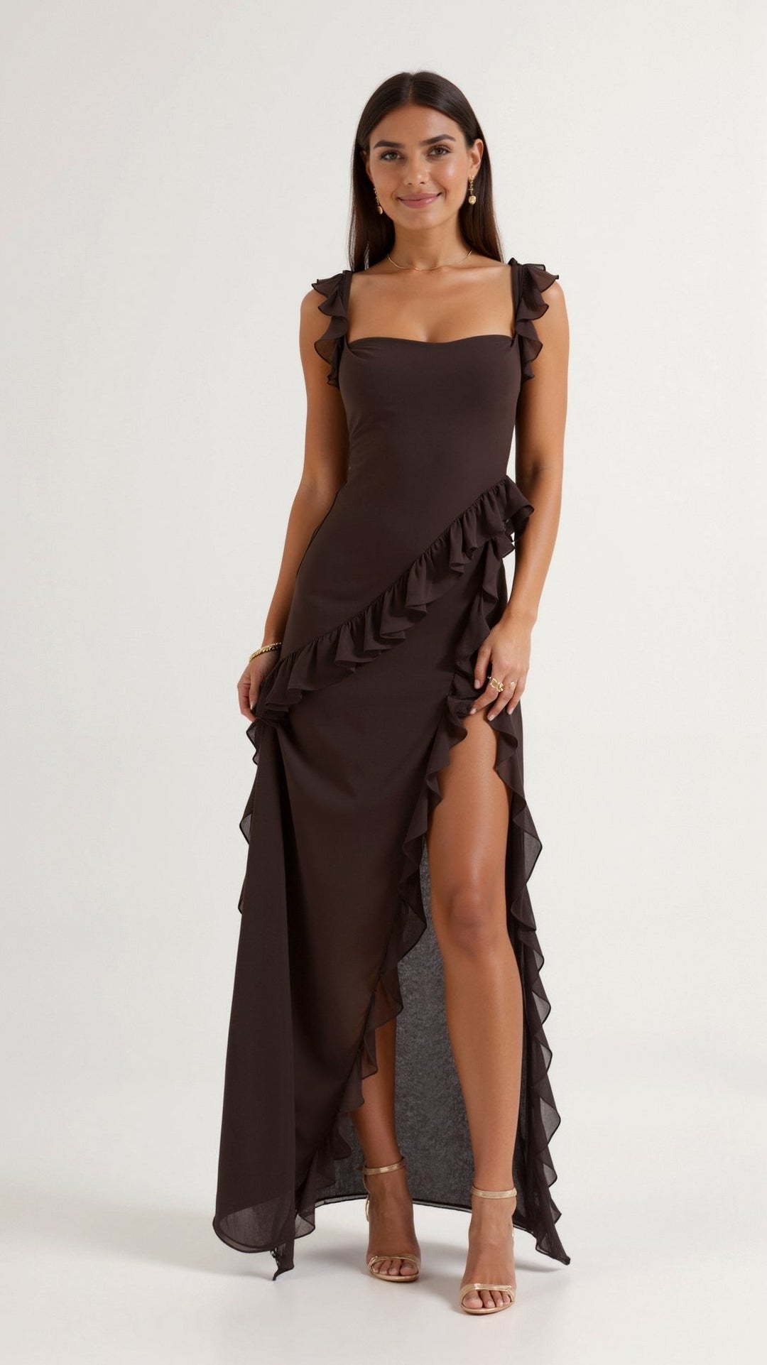 isabella ruffled maxi dress For Love & Lemons Isabella Ruffled Maxi Dress in Black