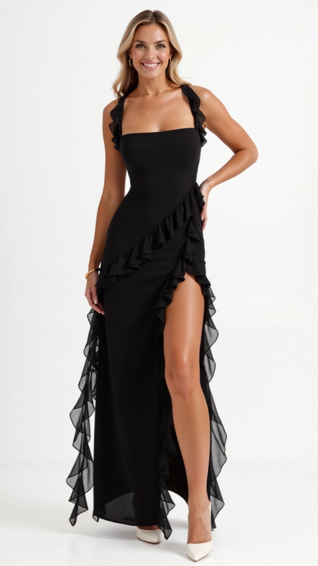 Amelia Elegant Ruffled Maxi Dress
