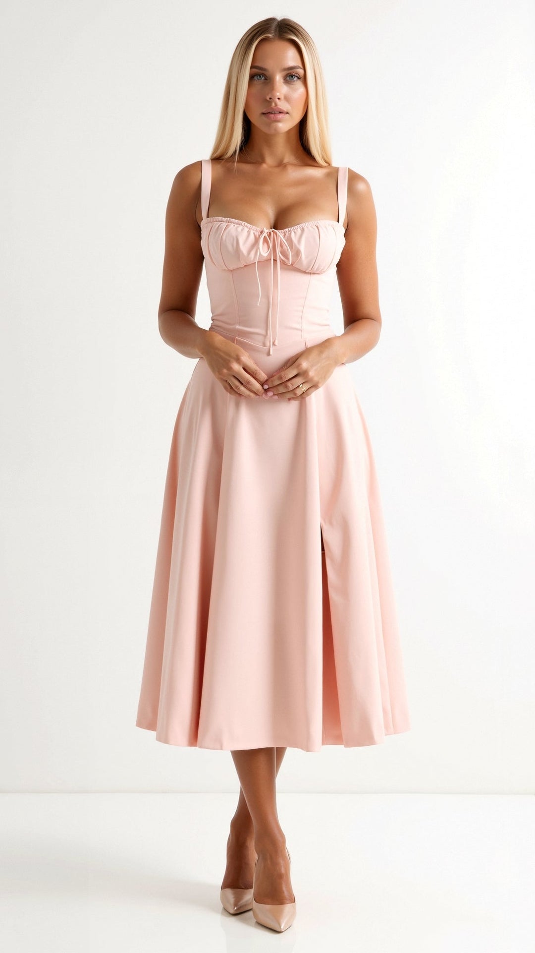 Lila Elegant Sweetheart Midi Dress