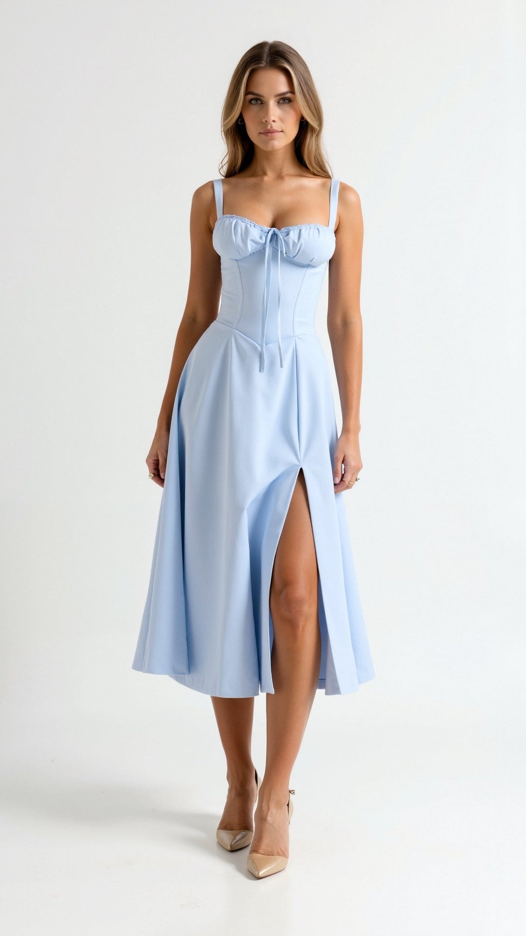 Lila Elegant Sweetheart Midi Dress