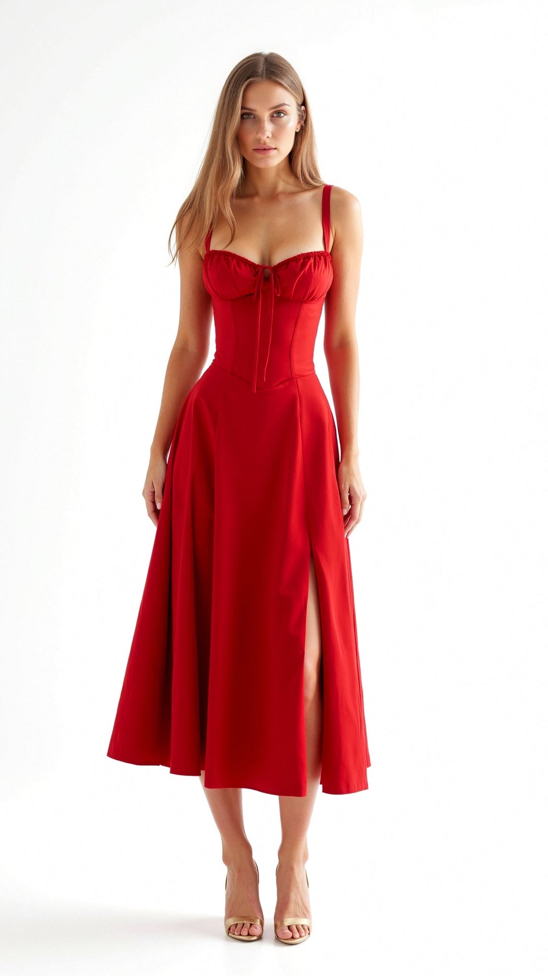 Lila Elegant Sweetheart Midi Dress