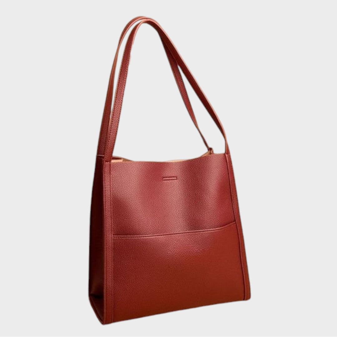 Amelie | Plain Shoulder Bag Made of Genuine Leather