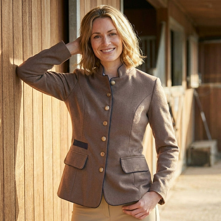 Chloe Fitted Blazer | Stand Collar Button-Front Tailored Jacket