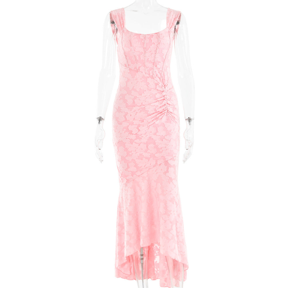 Floral Print Maxi Dress with Flowing Silhouette and Sleeveless Design