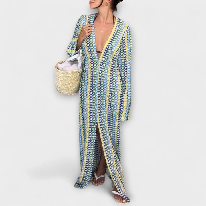 Elina – Maxi Dress with V-Neck and Holiday Flair