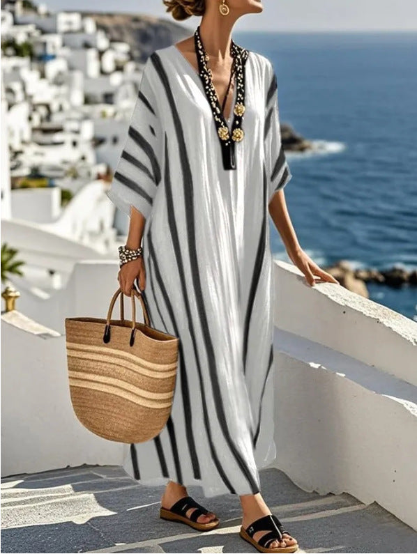 Elegant Mediterranean Long Kaftan Dress for Effortless Style