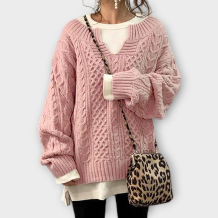 Oversized Knitted Jumper with Cable Pattern