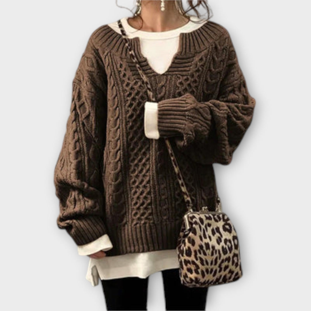 Oversized Knitted Jumper with Cable Pattern