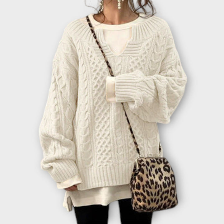 Oversized Knitted Jumper with Cable Pattern