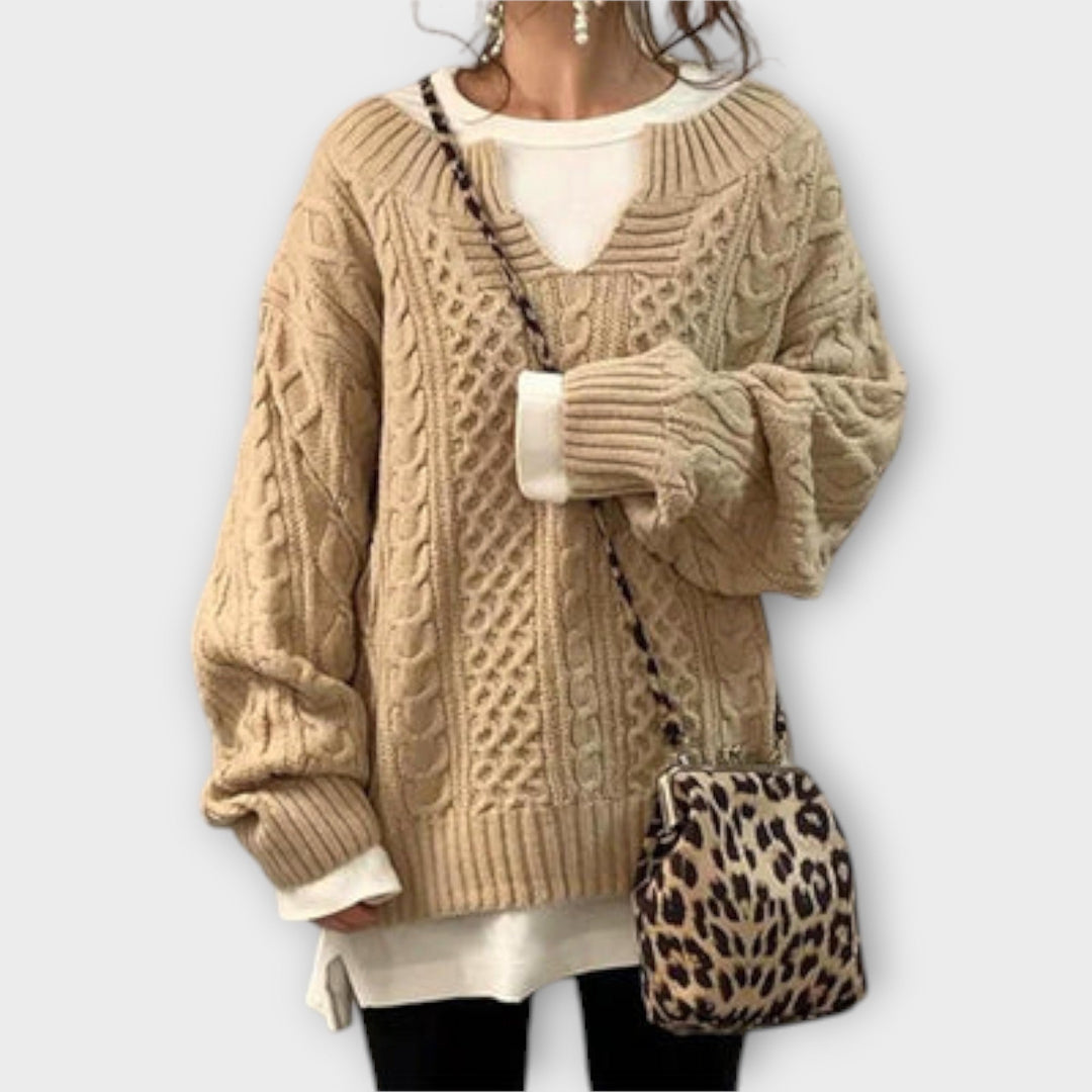 Oversized Knitted Jumper with Cable Pattern