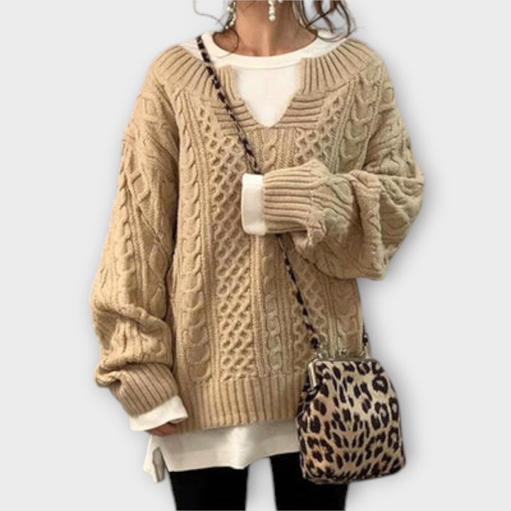 Oversized Knitted Jumper with Cable Pattern