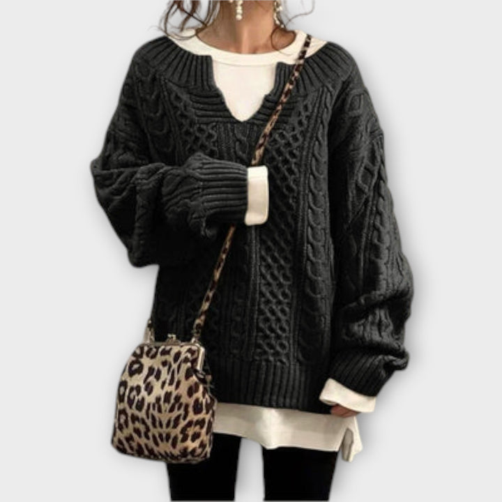 Oversized Knitted Jumper with Cable Pattern
